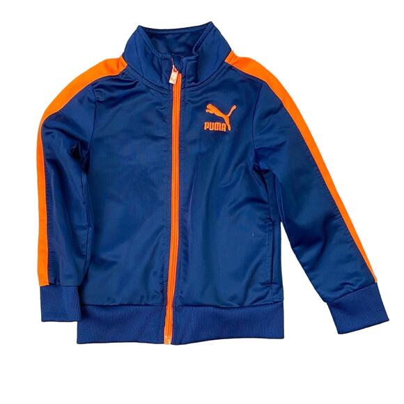 Puma Full Zip Track Jacket Navy Orange Sz 4 - Picture 1 of 5